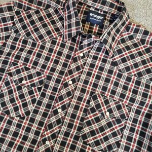 Wrangler Pearl Snap Plaid Western Short Sleeve Shirt Size XLT Multicolor Plaid